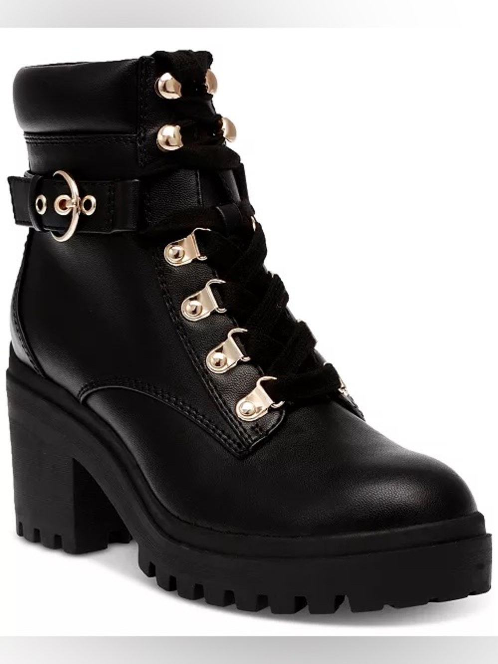 Wild Pair Women's Bridgitt Lace-Up Side-Zip Lug-Sole Booties